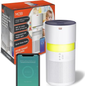 MOBI Air Purifier 4 in 1 Smart Wi-Fi Air Purifier & Humidifier with Removable Water Tank & Filter, 3 Stage HEPA Filtration System, 7 Unique Color LED Night Lights, High Efficiency, Quiet Sleep Mode