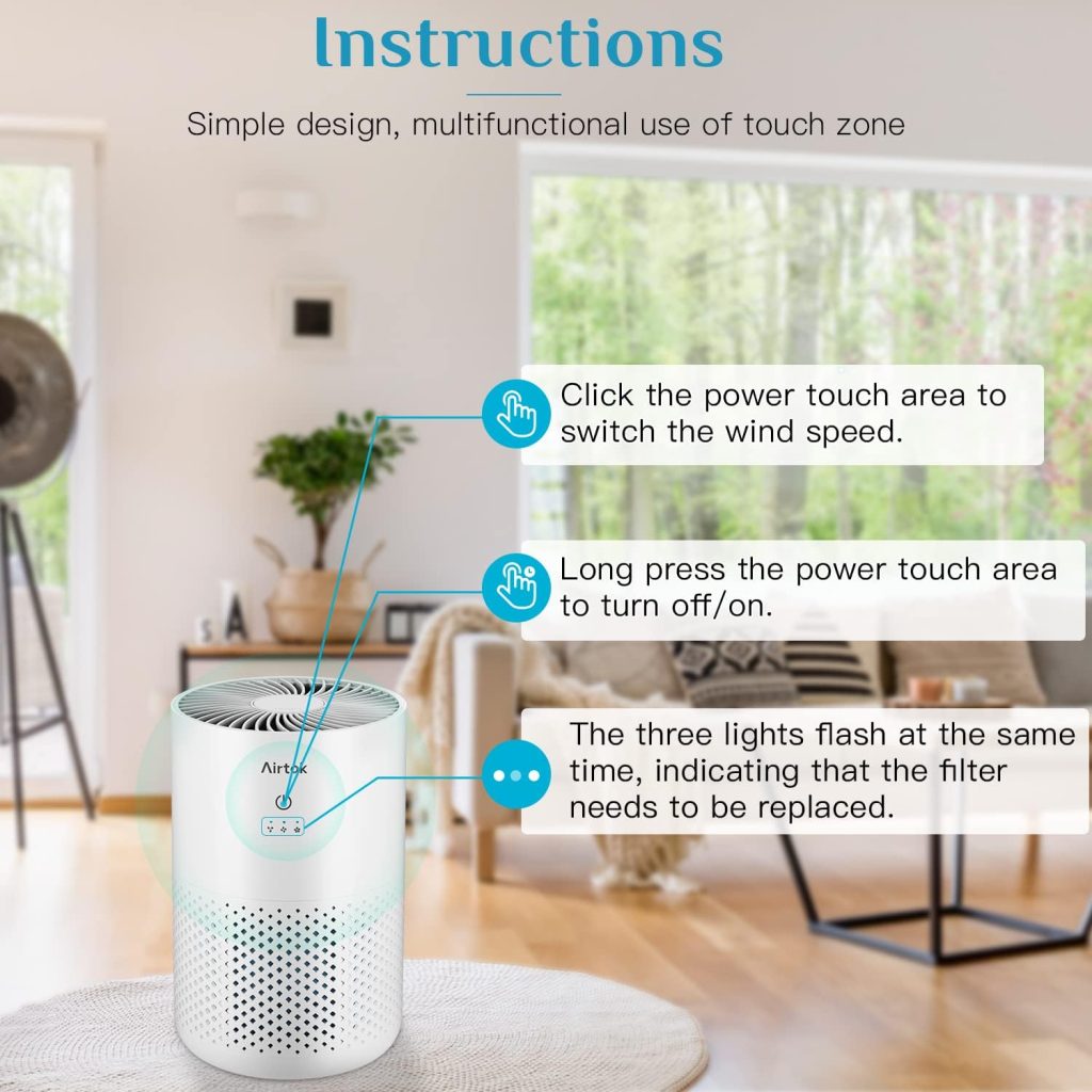 Air Purifier for Bedroom 2Pack White (KQ-31 White)