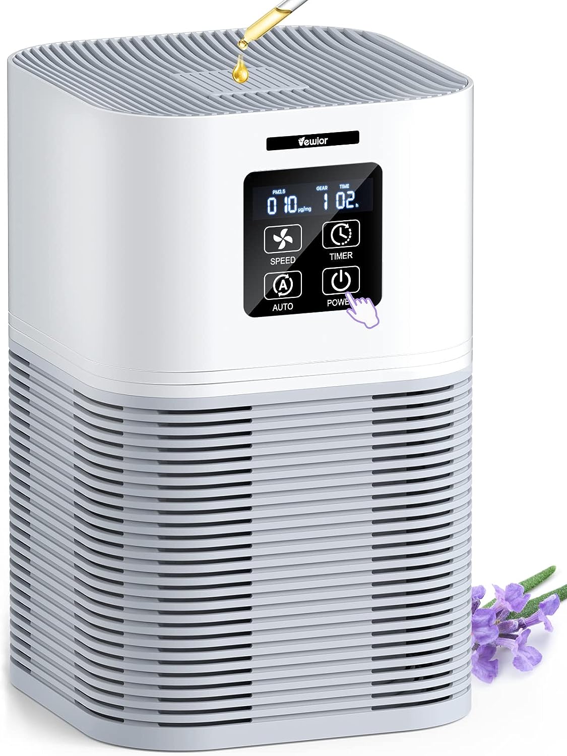 Air Purifier, Home Air Cleaner For Bedroom Large Room up to 600 sq.ft, VEWIOR H13 True HEPA Air Filter with Fragrance Sponge 6 Timer Settings Quiet Air Purifiers for Pets Dander Odor Dust Smoke Pollen