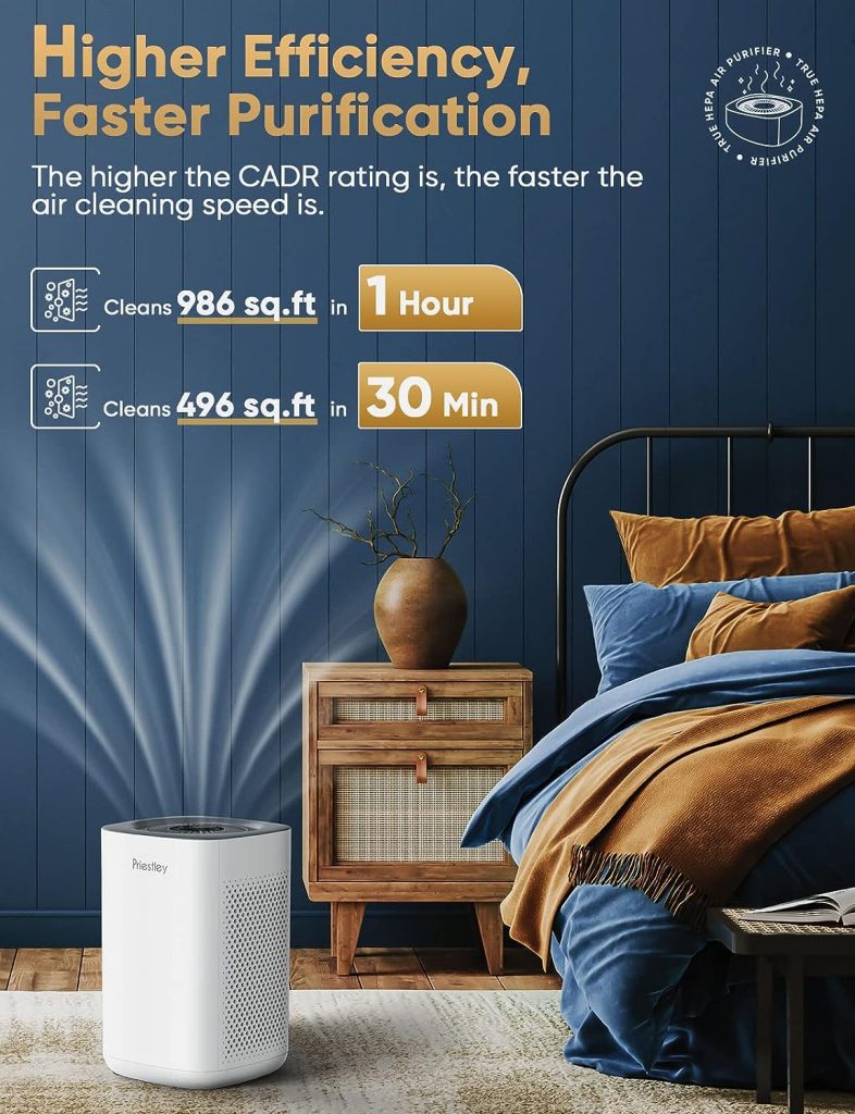 Air Purifiers for Home Large Room up to 1000 Ft², Smart WiFi Control, Removes 99.97% of Particles with H13 True HEPA Filter for 3-Stage Filtration, Air Cleaner for Allergies, Pets, Smoke