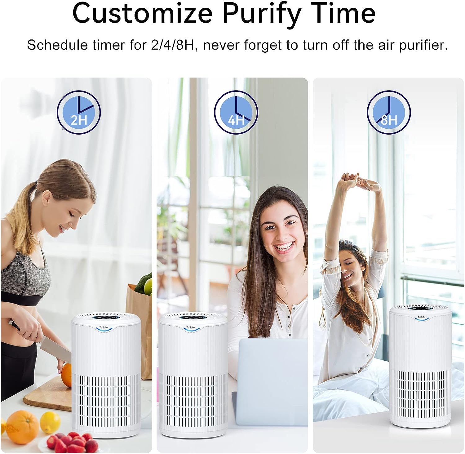 Air Purifiers for Home Large Room Up to 1345 Ft², Tailulu H13 True HEPA Air Purifier for Bedroom 22dB Purify Smoke Dust Pet Hair Allergies for Living Room Kitchen Office, Air Filter with Sleep Mode