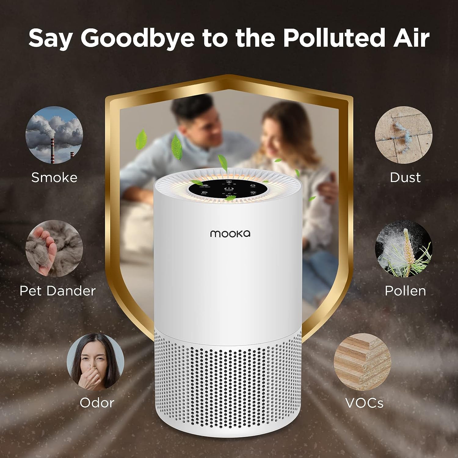 Air Purifiers for Home Large Rooms up to 1200ft², MOOKA H13 True HEPA Air Purifier for Bedroom Pets with Fragrance Sponge, Timer, Air Filter Cleaner for Dust, Smoke, Odor, Dander, Pollen (White)