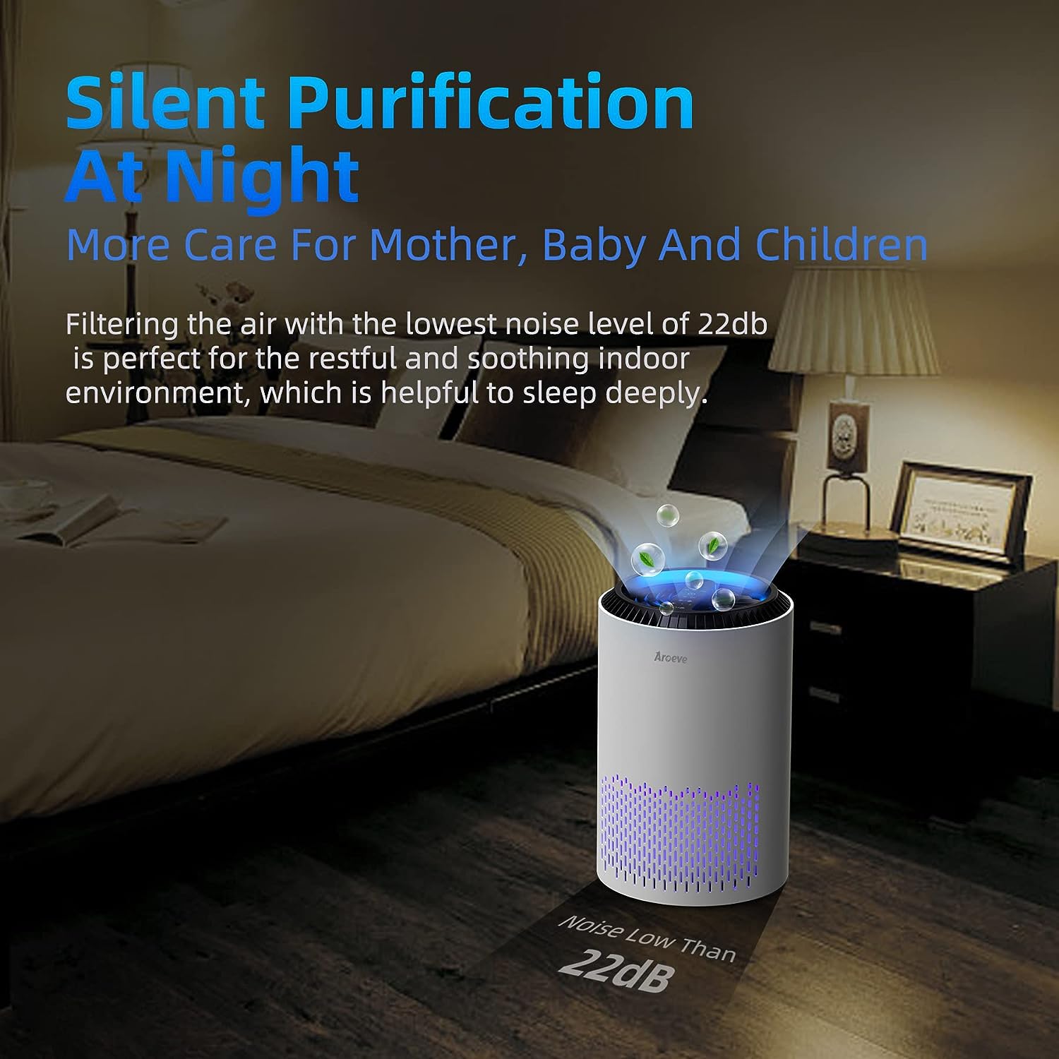 AROEVE Air Purifiers for Home, HEPA Air Purifiers Air Cleaner For Smoke Pollen Dander Hair Smell Portable Air Purifier with Sleep Mode Speed Control For Bedroom Office Living Room, MK01- White