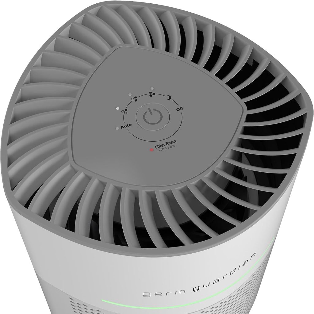 Germ Guardian AirSafe Intelligent Air Purifier with 360° HEPA 13 Filter, Captures 99.97% of Pollutants, Wildfire Smoke, For Large Rooms over 1000 Sq. Ft., Air Quality Sensor, White AP3151W