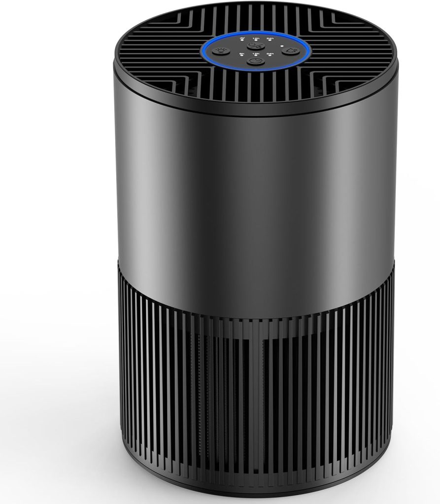 MORFY Air Purifiers for Bedroom Home with H13 True HEPA Air Filter for Smoke, Dust, Pet Dander, Odors, Pollen, Quiet Air Cleaner(Metallic black + gray)