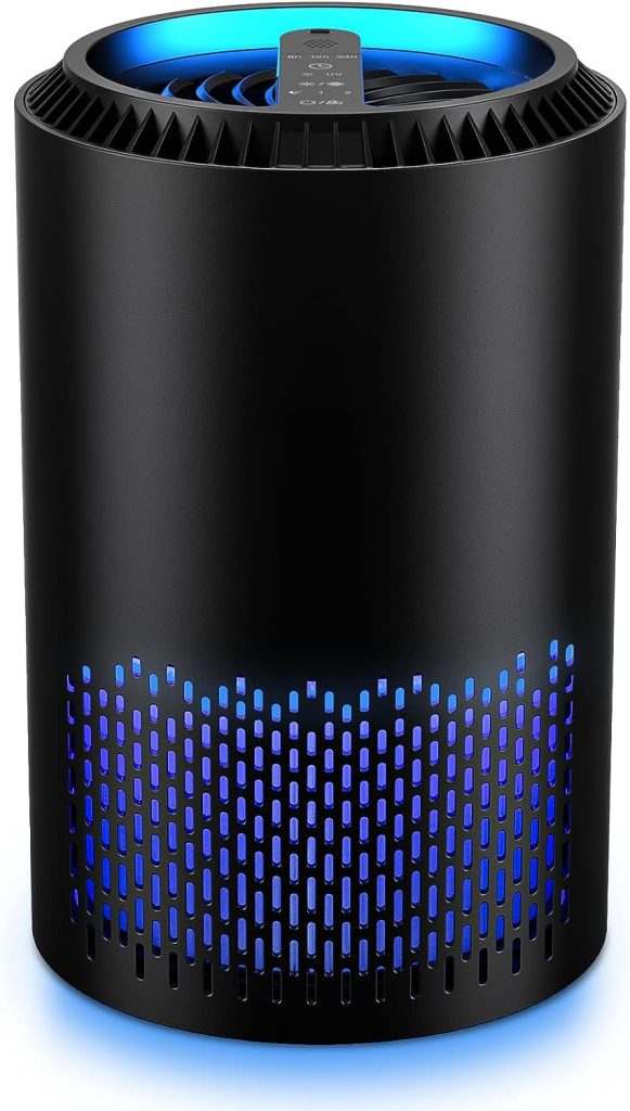 POMORON Air Purifiers, Air Purifier for Bedroom HEPA Air Filter for Smoke Pollen Dander Hair 22dB Quiet Air Cleaner for Home, Bedroom, Living Room, Kitchen - Black